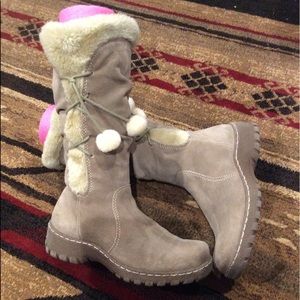 Bare Traps Brita Leather fur Boots Size 7 Tan